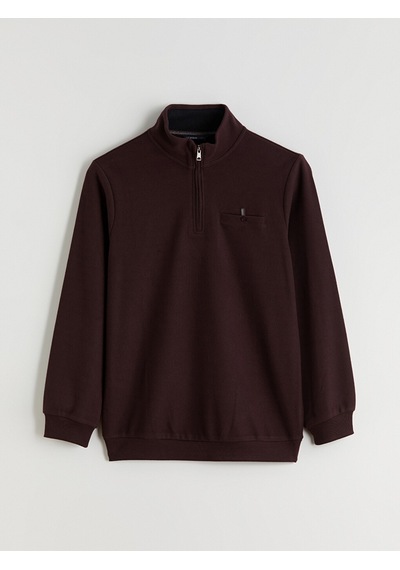 LC Waikiki Lc Waıkıkı Mürdüm Fermuarlı Dik Yaka Erkek Sweatshirt