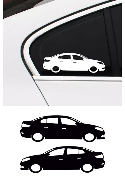 2 Adet Renault Flueance Basık Oto Sticker - Kelebek Cam Sticker 15x5 Cm