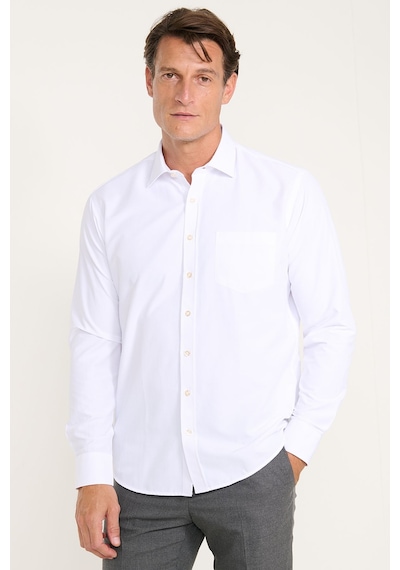AC&Co / Altınyıldız Classics Erkek Beyaz Kolay Ütülenebilir Comfort Fit Geniş Kesim Klasik Yaka Gömlek Beyaz