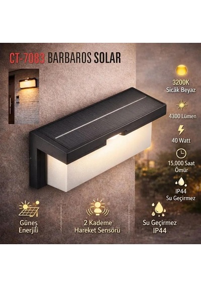 40w Barbados Modern Led Aplik Solar-3200k Günışığı
