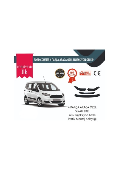 Ford Courier 2018-2023 4 Parça Ön Lip Siyah