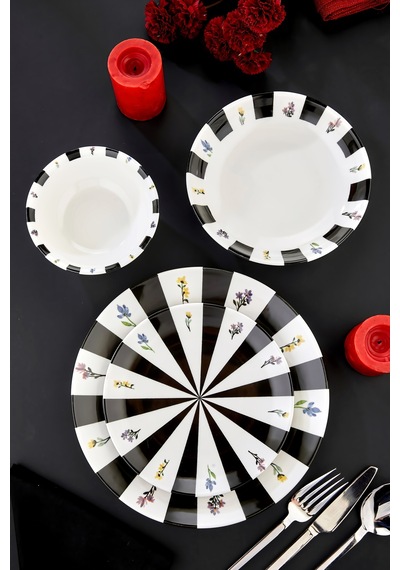 Cooker Noirelle 24 Parça Porselen Yemek Takımı Ckr4277 Siyah
