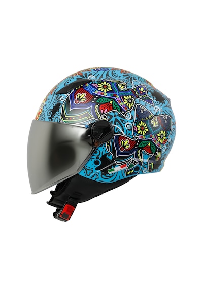 Sway 765 Spring Blue Yarım Kask Mat Mavi - Kırmızı