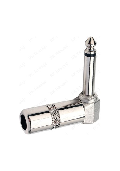 90 Derece Jack Lehim Konektörü 6.35mm Mono L Tip Metal Erkek Jack