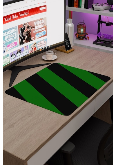 Yeşil Siyah 48x40 Xl Taraftar Gaming Oyuncu Mouse Pad Kaymaz Taban Büyük Klavye Fare Altlığı Şerit