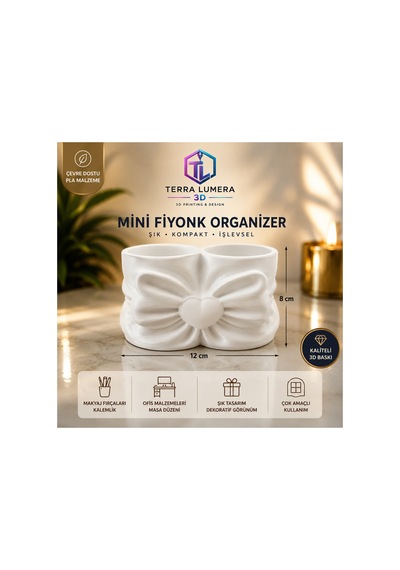 Mini Fiyonk Organizer Kalemlik Ve Makyaj Fırçalık Beyaz