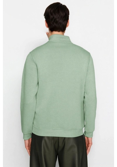 Benerly Erkek Dik Yaka Fermuarlı Standart Kol Regular Kalıp Sweatshirt Fo Mint
