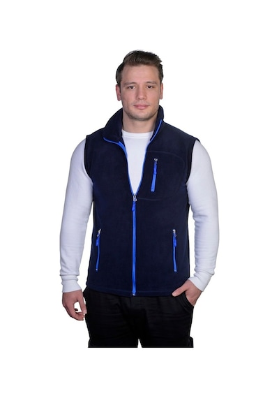 Genius Store Genıus Store Erkek Polar Yelek Renkli Tam Femuarlı 3 Cepli Lacivert