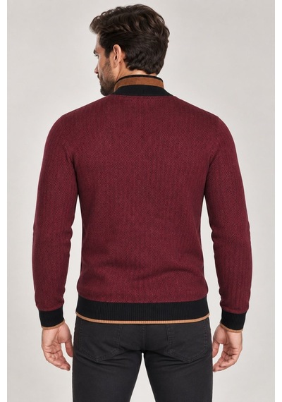 9039 Dewberry Erkek Sweatshırt-desenli Bordo-2