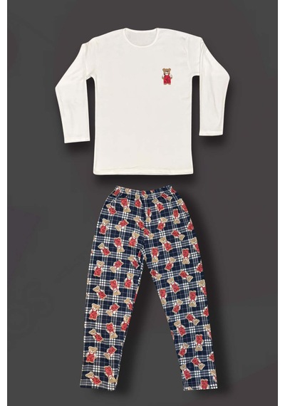 Genel Pamuklu İnterlok Kadın Pijama Takımı Beyaz