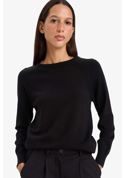 Defacto Relax Fit Bisiklet Yaka Basic Düz Triko Kazak I6913AZ25WNBK81 - Siyah