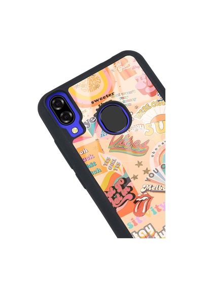 Reeder P13 Blue Vintage Sticker Tasarımlı Glossy Telefon Kılıfı Siyah