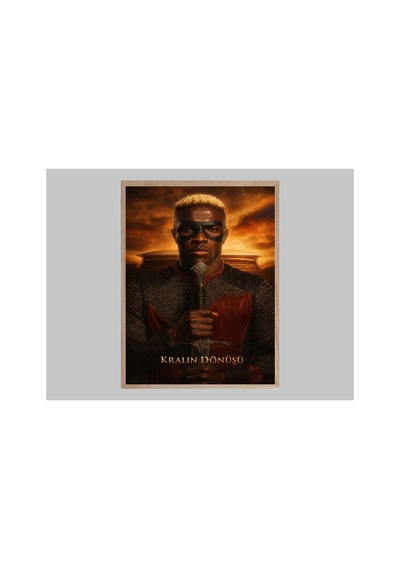 Victor Osimhen Poster Tek Parça Doğal Ahşap Çerçeveli Tablo Çok Renkli - 844531680 Çok Renkli