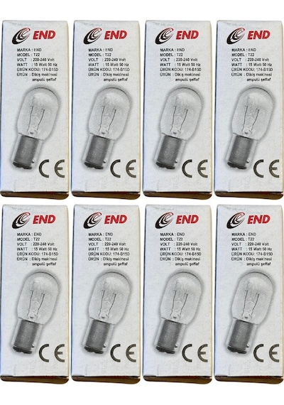 End 15w B15d Duylu Dikiş Makinesi Ampulü 8 Adet