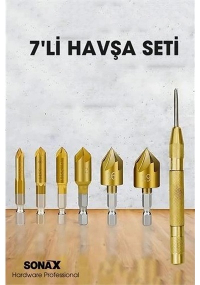 Mey İthalat 7'li Profesyonel Havşa Matkap Ucu Seti - Hss Titanyum Kaplı Ve Otomatik Nokta Zımba 722454