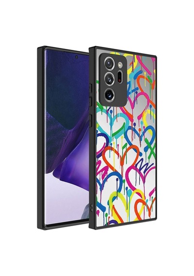 Galaxy Note 20 Ultra Kılıf Aynalı Desenli Kamera Korumalı Parlak Zore Mirror Kapak Kalp