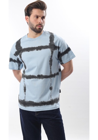 Madmext Bebe Mavisi Bisiklet Yaka Baskılı Basic Erkek T-shirt E7109 Bebe Mavisi Mavi