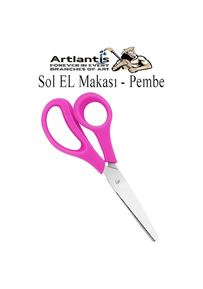 Sol El Makası 1 Adet Solak Okul Makası Plastik Saplı Solel İçin Makas Okul Öğrenci Makası Küt Uçlu Paslanmaz Çelik Pembe