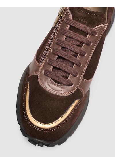 Monamae %100 Hakiki Süet Kahverengi Kadin Sneaker Kahverengi