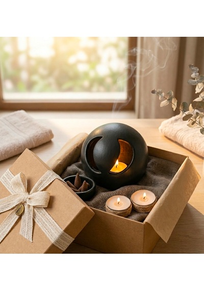 El Yapımı Seramik Tütsülük & Tealight Mumluk Seti Modern Tasarım Dekoratif Seramik Tütsü Ve Mum Hediyeli