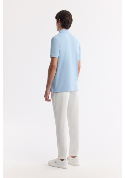 Avva Erkek Açık Mavi Kıvrılmaz Polo Yaka %100 Pamuk Basic Regular Fit T-shirt B001032