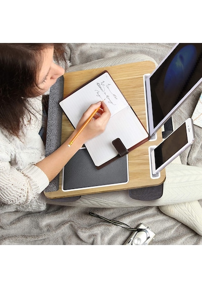 Konfeksiyon-Market Portatif Laptop Sehpası Tablet Bölmeli Yastıklı Notebook Masası