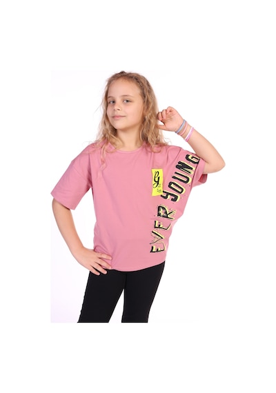 Toontoy Kids Toontoy Kız Çocuk Ever Young Baskılı Tişört Gülkurusu