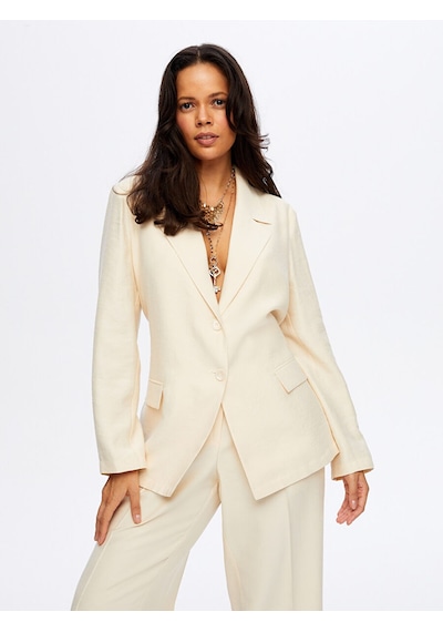 Faik Sönmez Arkası Yırtmaç Ve Bağcık Detaylı Modallı Blazer Ceket W26ckt005 Uw26ckt00572 Taş