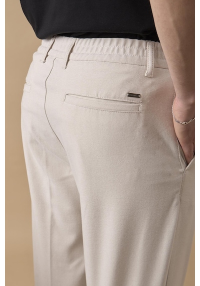 Braccas Erkek Beli Lastikli Taş Chino Pantolon Taş