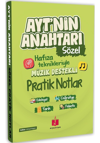 2026 Ayt'nin Anahtarı Sözel Tüm Dersler Tek Kitap Hafıza Teknikleriyle Müzik Destekli Pratik Notlar