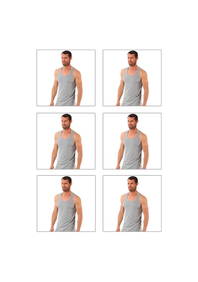 Özkan Underwear Özkan 0058 6'lı Paket Erkek %100 Pamuklu Ribana Esnek Rahat Sırtı Çapraz Sporcu Rambo Kalın Askılı Atlet Gri Melanj