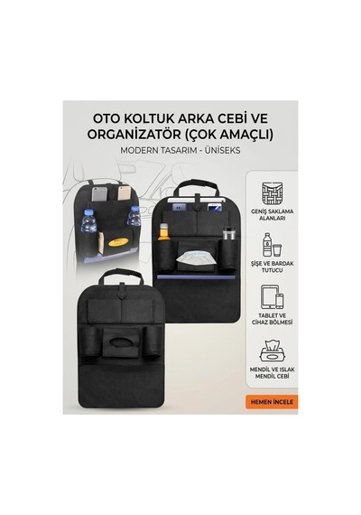 2 Adet Araba Araç Koltuk Arkası Organizer Koltuk Arkası Eşya Düzenleyici Oto Telefon Bardak Tutucu - Wa5025