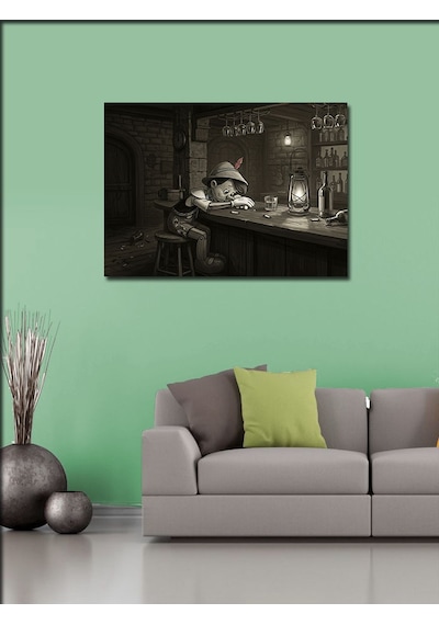 Kanvas Tablo Bara Oturmuş Pinokyo 100cmx140cm