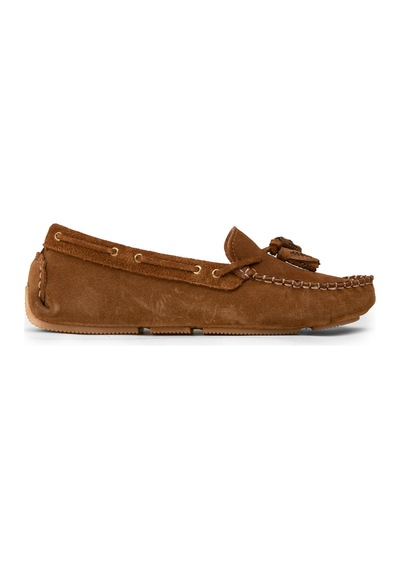 Deery Kadın Hakiki Süet Taba Rengi Püsküllü Loafer - Dl506ztbac01