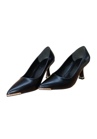 Stillo 814 Kadın Burun Taş Detaylı Kadeh Ökçe Stiletto Siyah