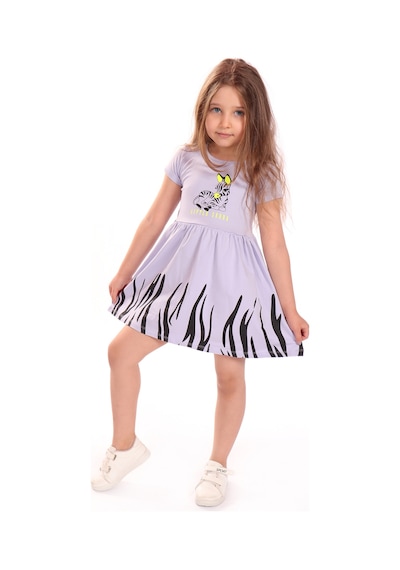 Toontoy Kids Toontoy Kız Bebek Baskılı Elbise Mavi