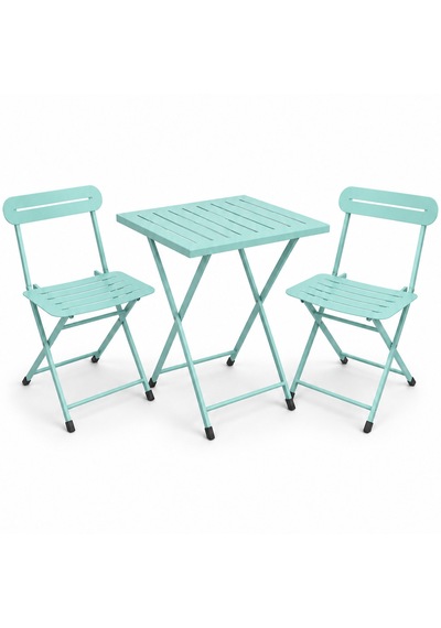 Katlanır Metal Balkon Bahçe Bistro Masa Sandalye Seti 2 Kişilik 1 Masa 2 Sandalye Mint Yeşili 1639 Turkuaz