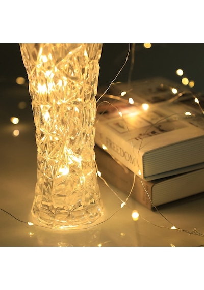 Robeve Peri Led 10 Metre Gün Işığı Sarı Renkli Pilli Dekoratif Aydınlatma Süsleme Parti Sarı Led Işık Yılbaşı Led Işık Süsleme Dekorasyon Işığı Şerit Aydınlatma Led