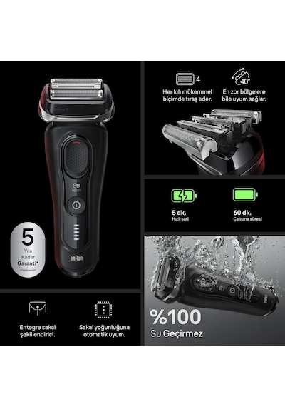 Braun Series 9 Sport Elektrikli Tıraş Makinesi, Islak Ve Kuru, 60 Dakikaya Kadar, 9110s