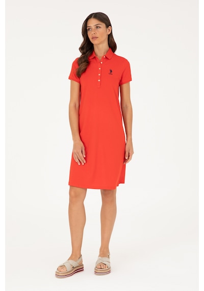 U.S. Polo Assn. Kadın Kırmızı Polo Yaka Mini Boy Örme Elbise 50280038-VR030