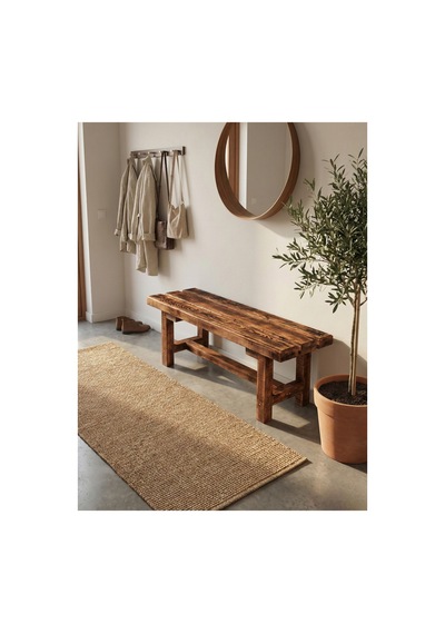 Vintage Masif Ahşap Bank,tabure,çok Amaçlı Oturma Alanı,100x30x43 Cm Kahverengi Kahverengi