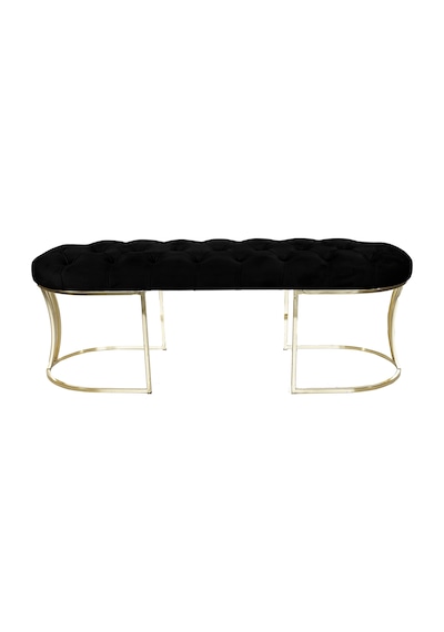 VİEGO GOLD SİYAH-Kapitoneli Model Puf&Bench&Koltuk-Oturak-Uzun Makyaj Puff-Yatak Odası Ucu&Önü
