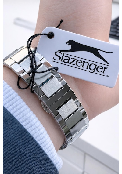 Slazenger İtalyan Tasarım Bileklik Hediyeli 2 Yıl Garantili 10 Atm Çelik Erkek Kol Saat Esl.2603.390 Gümüş