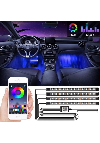 48 Led Rgb Araç İçi Dekoratif Aydınlatma Uzaktan Kumandalı & Uygulama Kontrollü Atmosfer Işığı