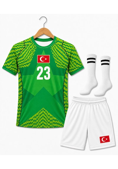 Yenteks Türkiye Uğurcan 23 Numara Çocuk Kaleci Forması 4 Parça Açık Yeşil