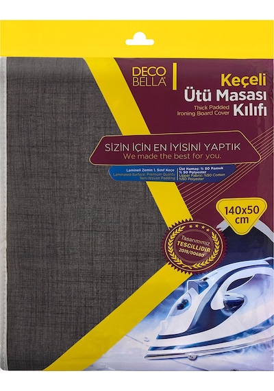 Keçeli Ütü Masası Kılıfı - Antrasit - 140x50 Cm Çok Renkli