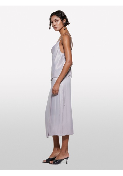 Sisley %100 Viskoz Saten Midi Etek Kadın Gri Etek - 325p42bzl002r