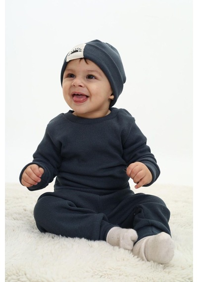 My Kids Wear Fitilli Unisex Bebek - Çocuk Üçlü Takım Krem-Mavi