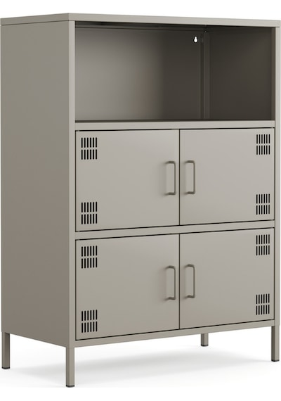 Pera Metal Çok Gözlü Dolap, 4 Kapaklı, Açık Raflı 80,50 X 40 X 109,50 Cm Ral 7039 Acıbadem Antrasit Pera Metal Çok Gözlü Dolap, 4 Kapaklı, Açık Raflı 80,50 X 40 X 109,50 Cm Ral 7039 Acıbadem Antrasit