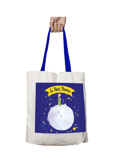 Art Hediye Mavi Kulplu Le Petit Prince Küçük Prens Yıkanabilir Omuz Çanta Çok Renkli